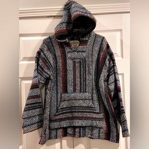BAJA JOE Surfer Premium Woven Hoodie LARGE Hippie Boho Stoner  Rug